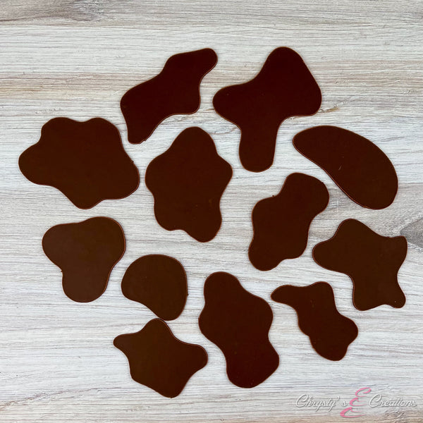 12 X-Large Cow Spots | Brown  - Cake Toppers