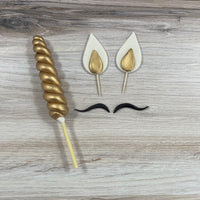 Gold Unicorn Cake Topper Set