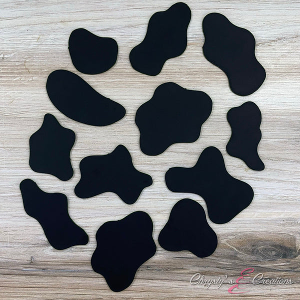12 X-Large Cow Spots | Black - Cake Toppers