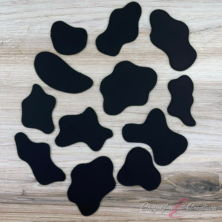 12 X-Large Cow Spots | Black - Cake Toppers
