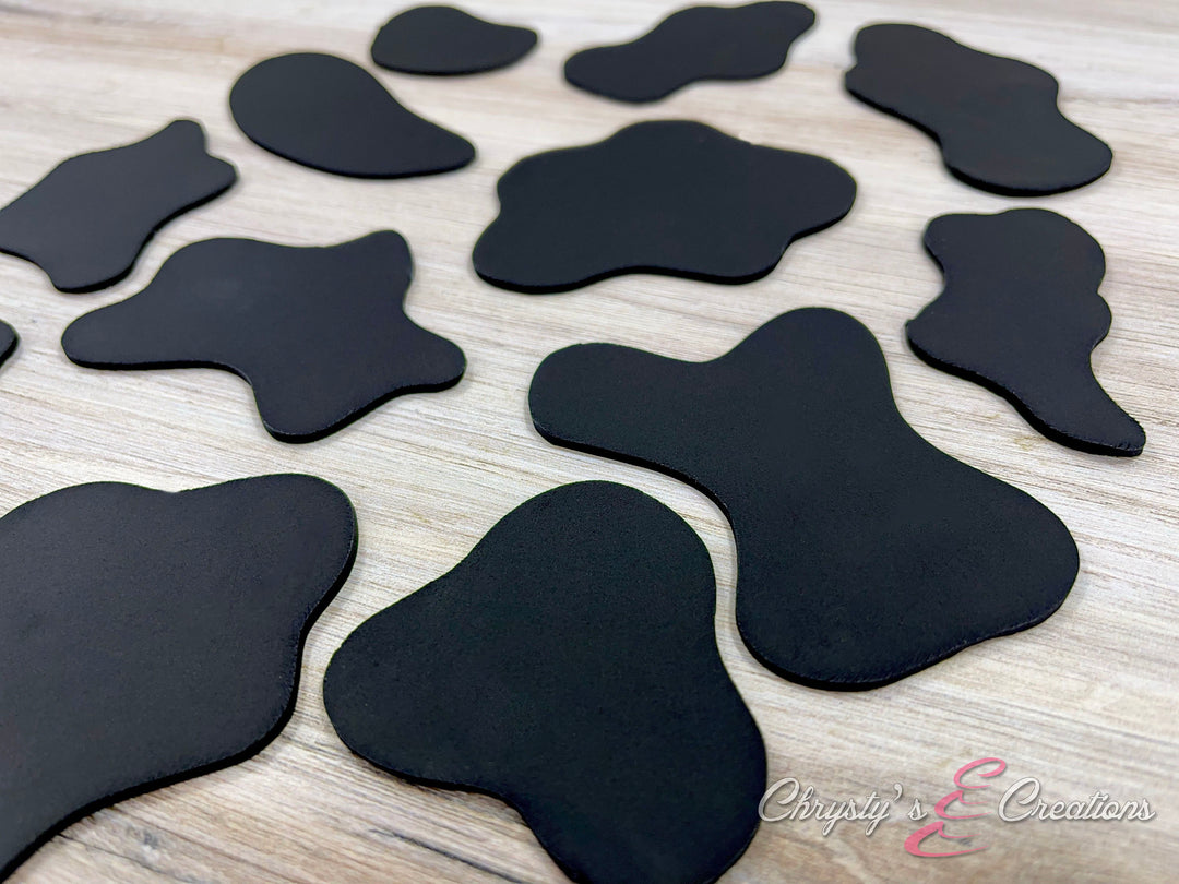 12 X-Large Cow Spots | Black - Cake Toppers