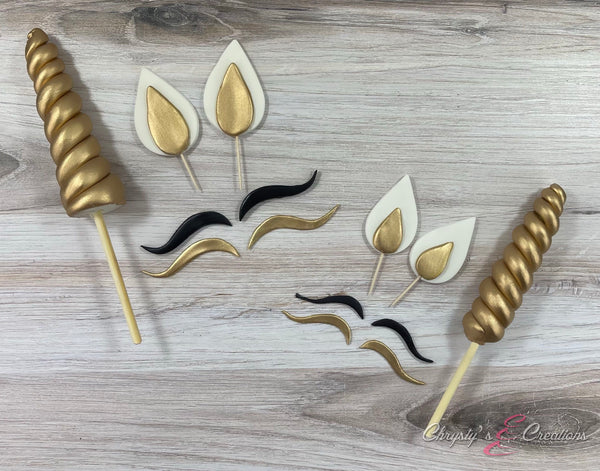 Gold Unicorn Cake Topper Set