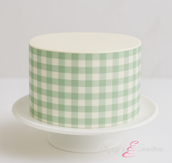 Gingham Cake Wrap - Sage Green
