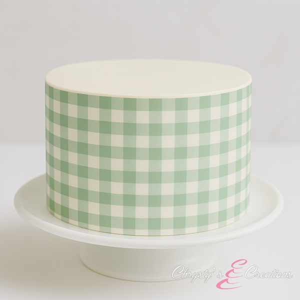 Gingham Cake Wrap - Sage Green