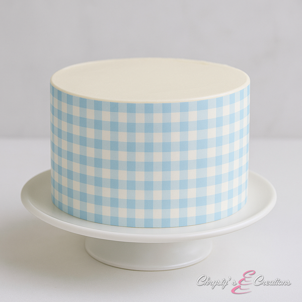 Gingham Cake Wrap - Light Blue