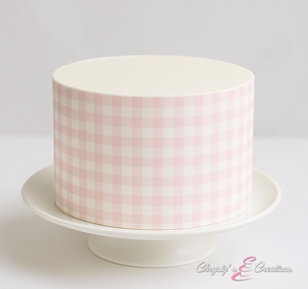 Gingham Cake Wrap - Light Pink