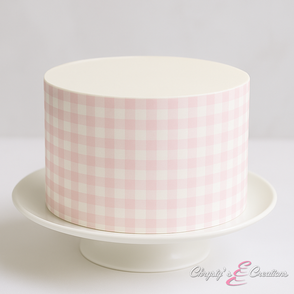 Gingham Cake Wrap - Light Pink