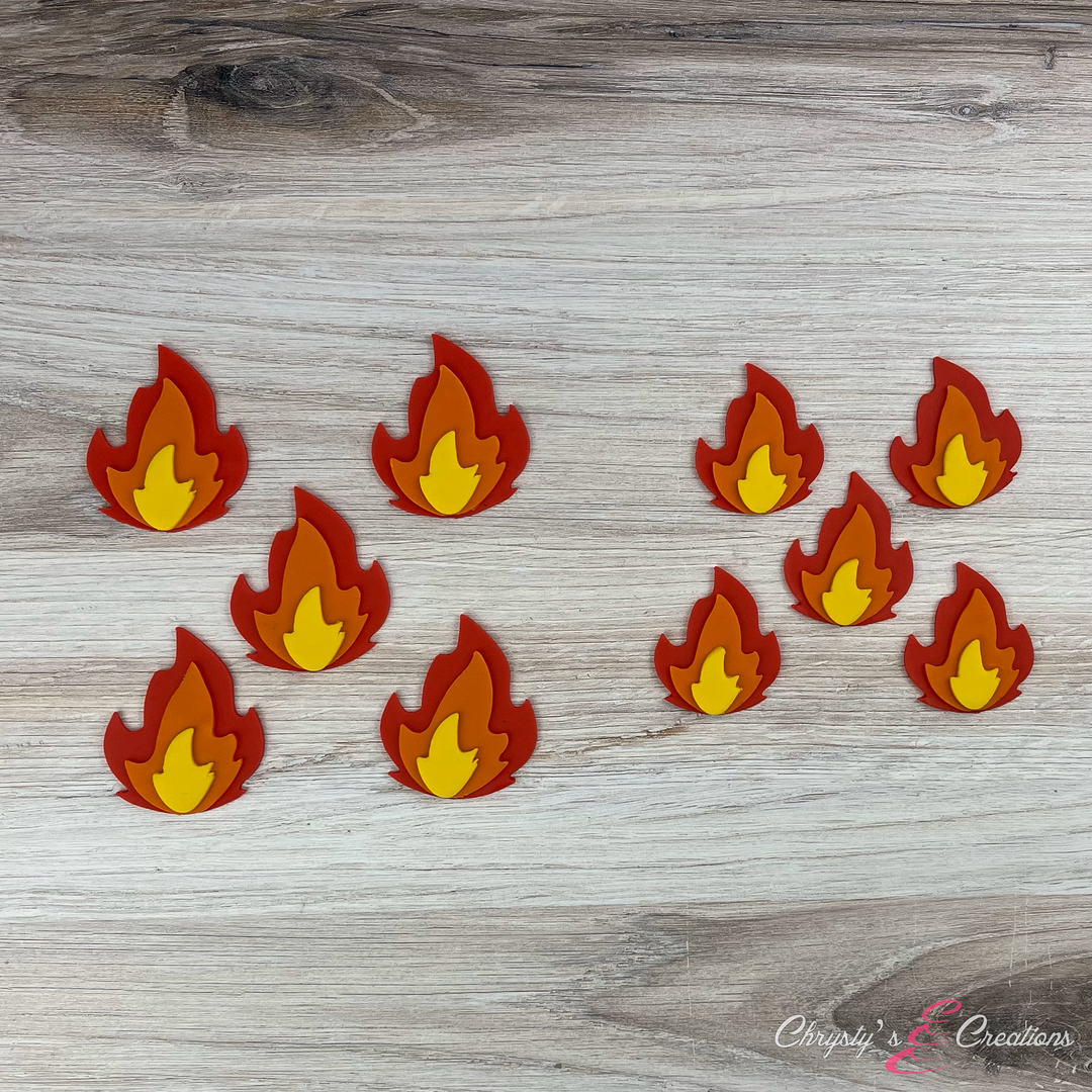 5 Small | 5 Large - Fondant Flames
